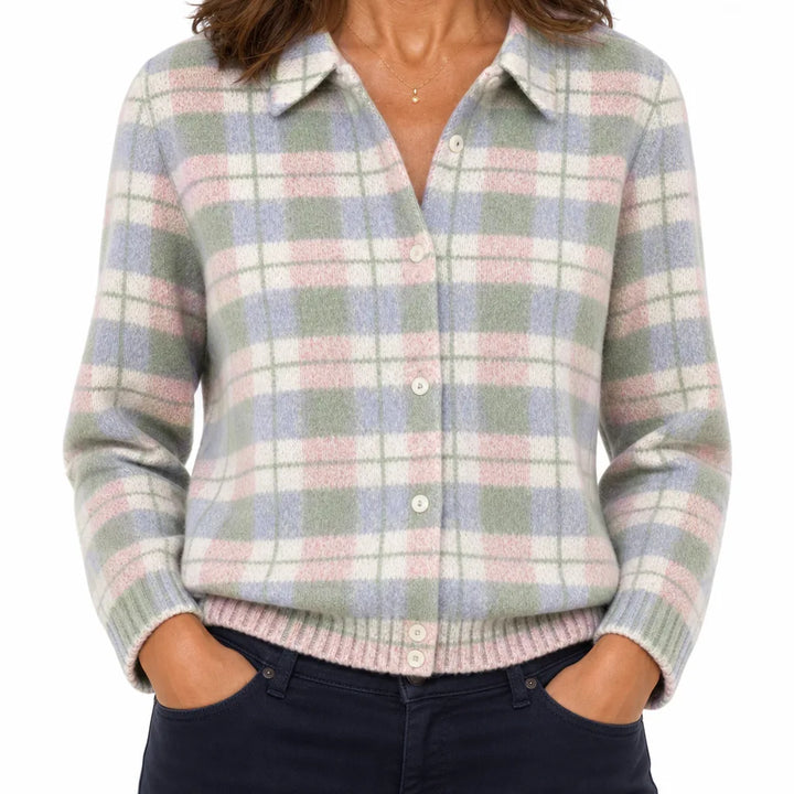 Bryony | Warm Fall Cardigan - Size:XS;Color:Pink/Green