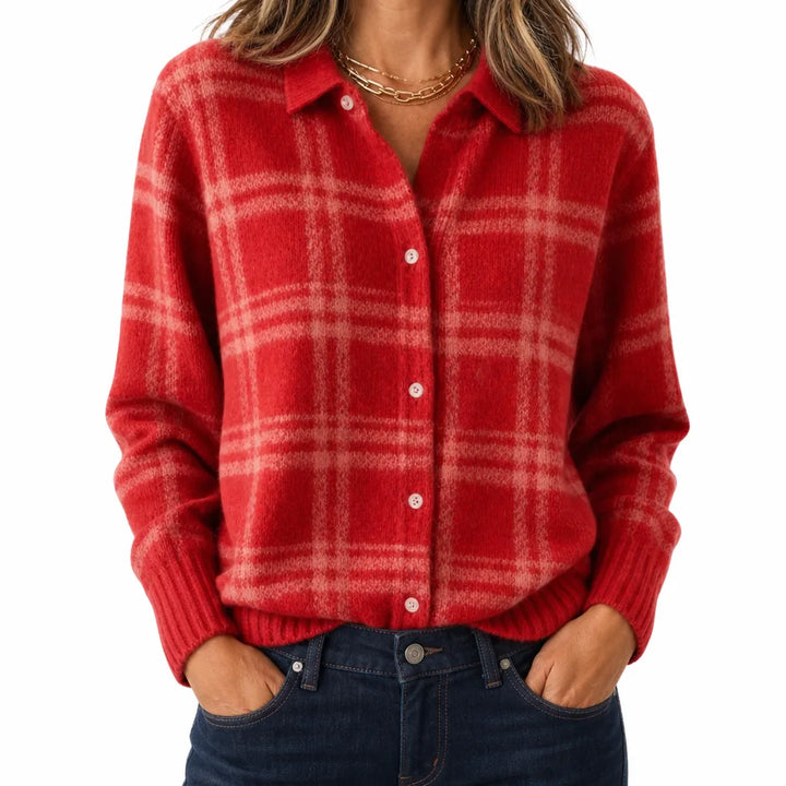 Bryony | Warm Fall Cardigan - Size:XS;Color:Red