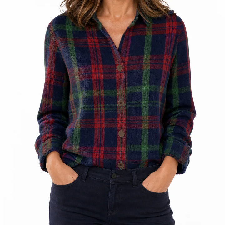 Bryony | Warm Fall Cardigan - Size:XS;Color:Red/Green