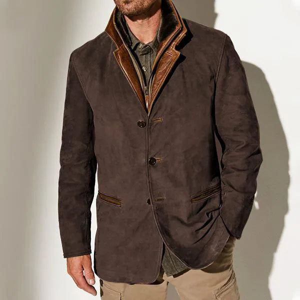 Caden | Men's Vintage Winter Jacket  - Color:Dark Brown;Size:XS