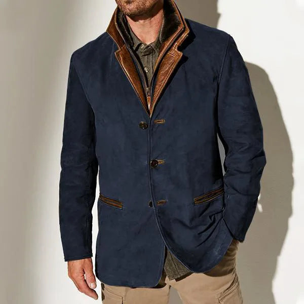 Caden | Men's Vintage Winter Jacket  - Color:Navy Blue;Size:XS