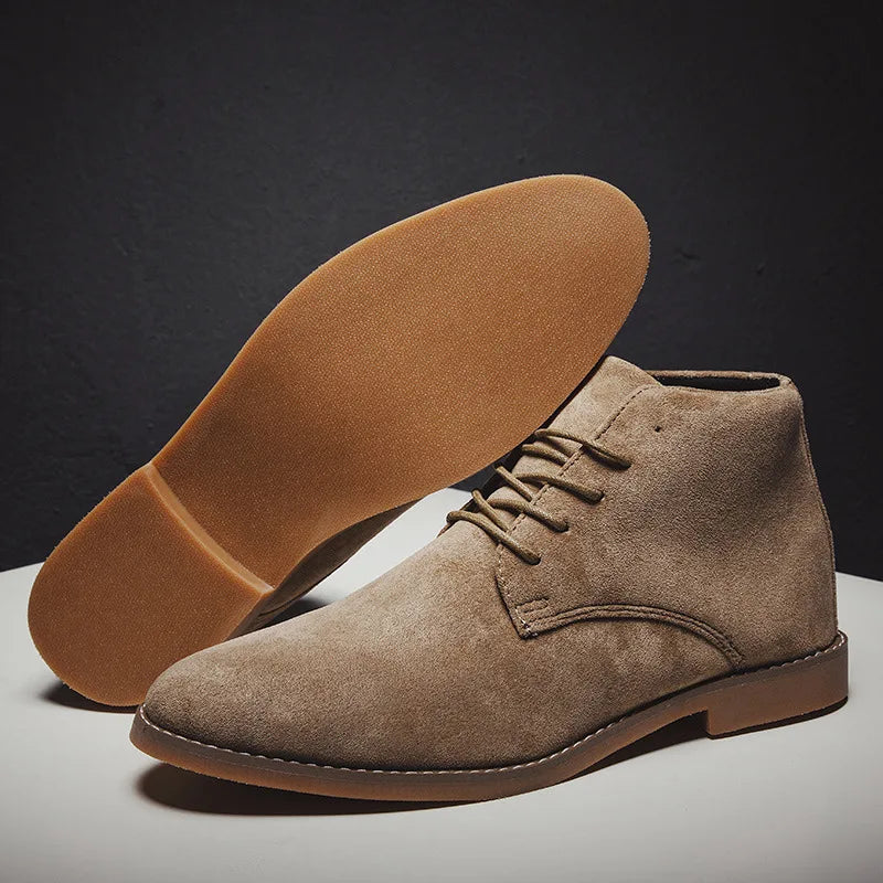 Caleb | Men's Lace-Up Ankle Boots  - Color:Khaki;Size:39