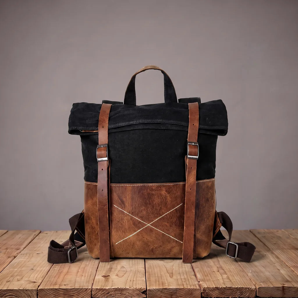 Callahan | Men's Canvas Travel Laptop Backpack  - Color:Black