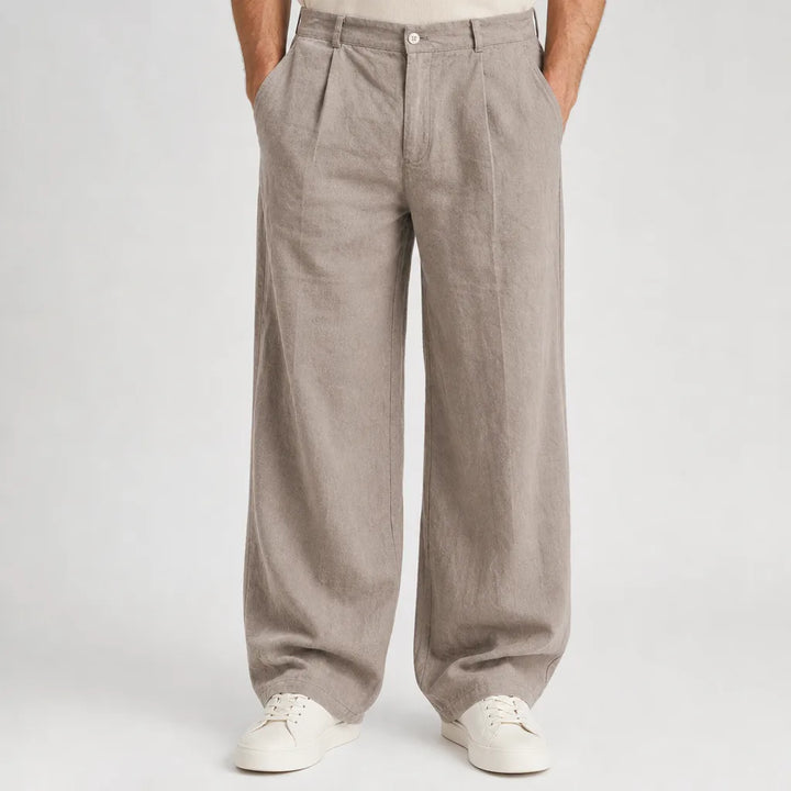 Callum | Men's Fall Baggy Wide leg Sweatpants - Color:Beige;Size:XS