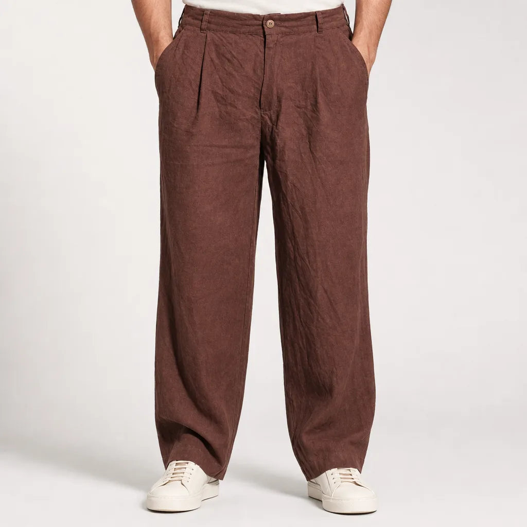 Callum | Men's Fall Baggy Wide leg Sweatpants - Color:Brown;Size:XS