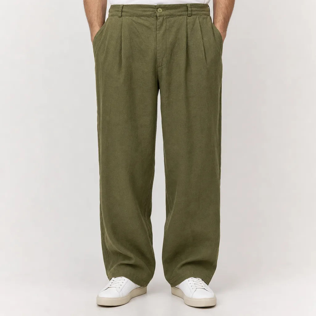 Callum | Men's Fall Baggy Wide leg Sweatpants - Color:Green;Size:XS