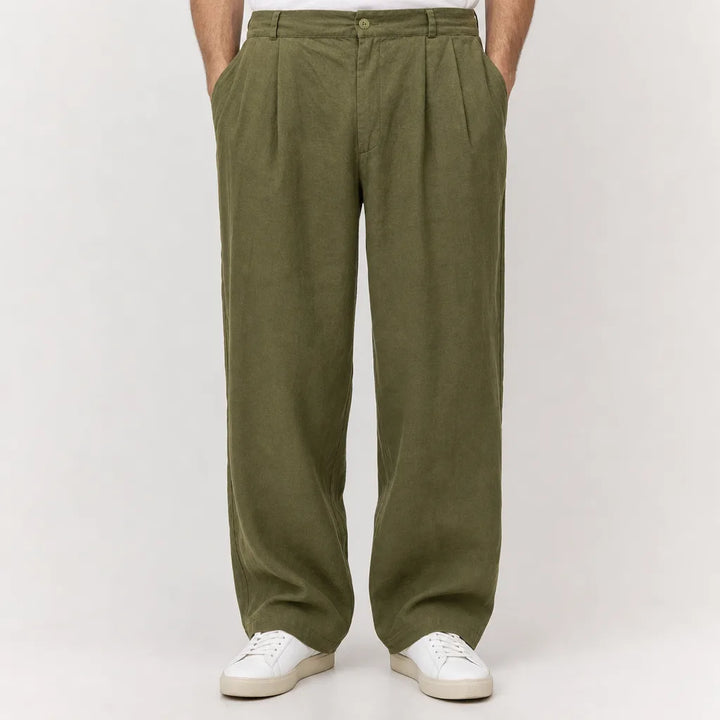 Callum | Men's Fall Baggy Wide leg Sweatpants - Color:Green;Size:XS