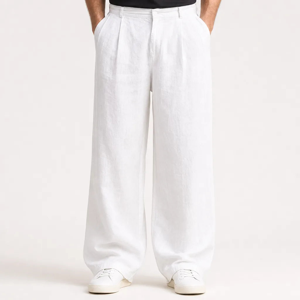 Callum | Men's Fall Baggy Wide leg Sweatpants - Color:White;Size:XS