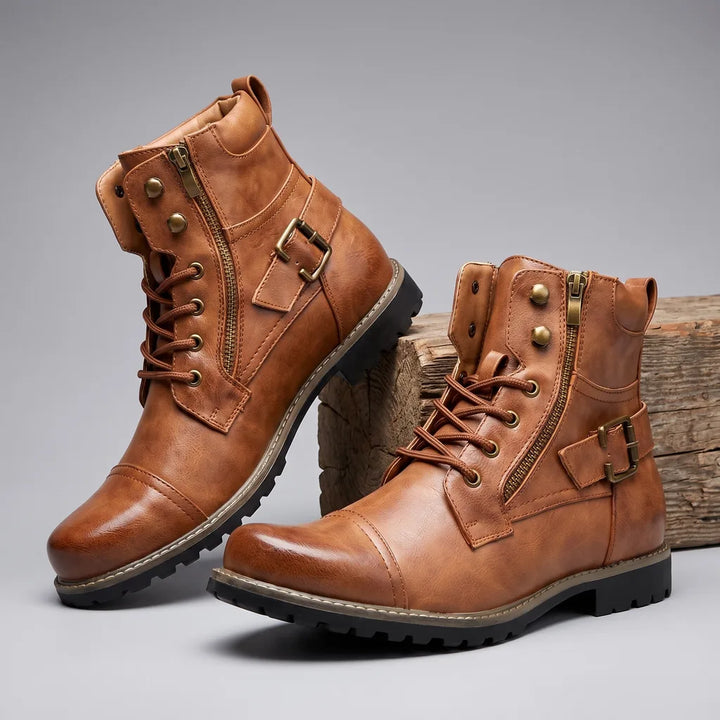 Men's Yellow Tierney Mid-Cut Biker Boots