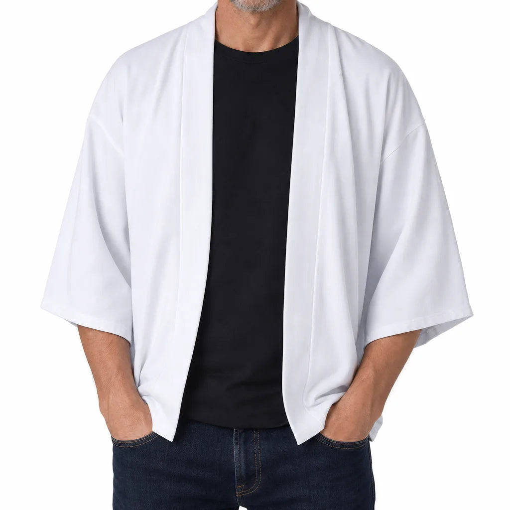 Callum | Men's Kimono Style Shirt - Color:White;Size:S