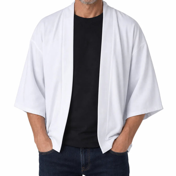 Callum | Men's Kimono Style Shirt - Color:White;Size:S