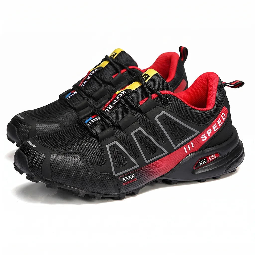 Men's 8-3 Black Red Dexter Trail Sneakers