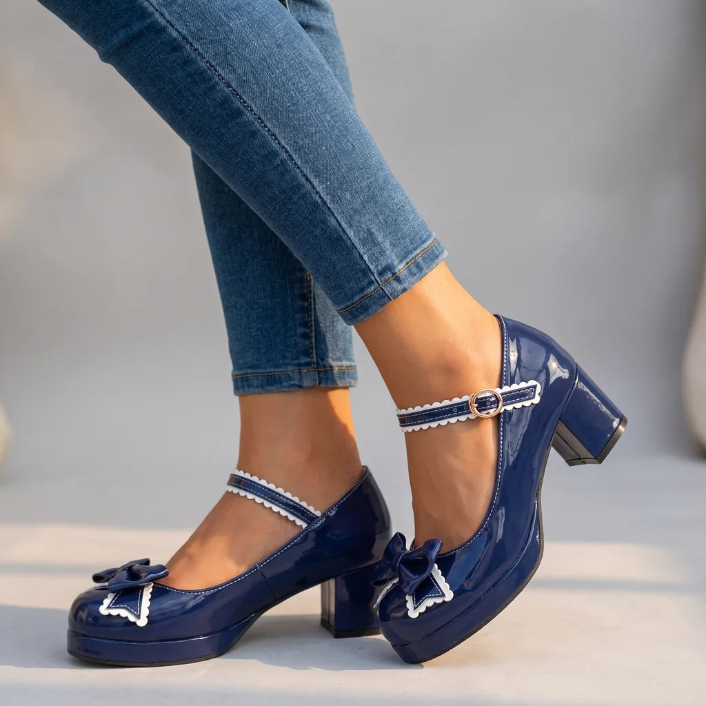 Camilla | Women's Orthopedic Mary Jane Heels - Color:Blue;Size:35