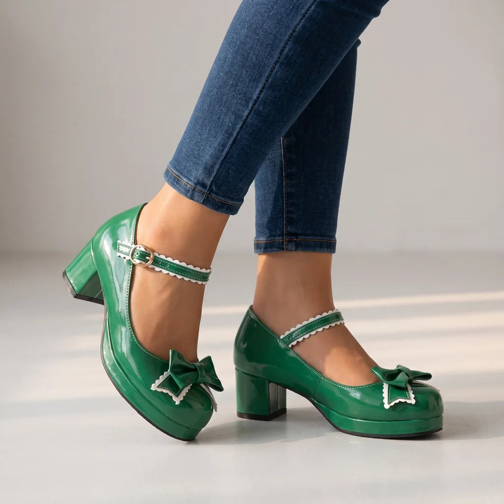 Camilla | Women's Orthopedic Mary Jane Heels - Color:Green;Size:35
