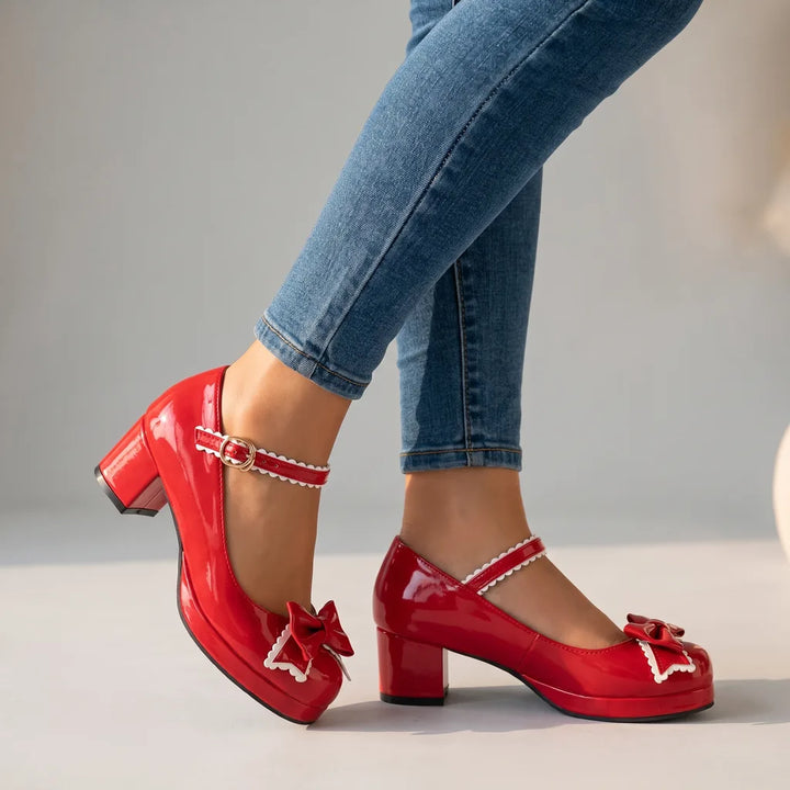 Camilla | Women's Orthopedic Mary Jane Heels - Color:Red;Size:35