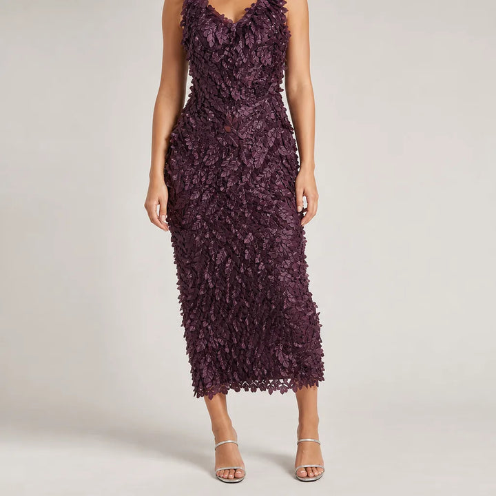 Camille | Elegant Glitter Cocktail Maxi Dress - Color:Brown;Size:XS