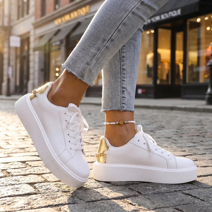 Camille Platform Casual Sneakers - Color:White;Size:36