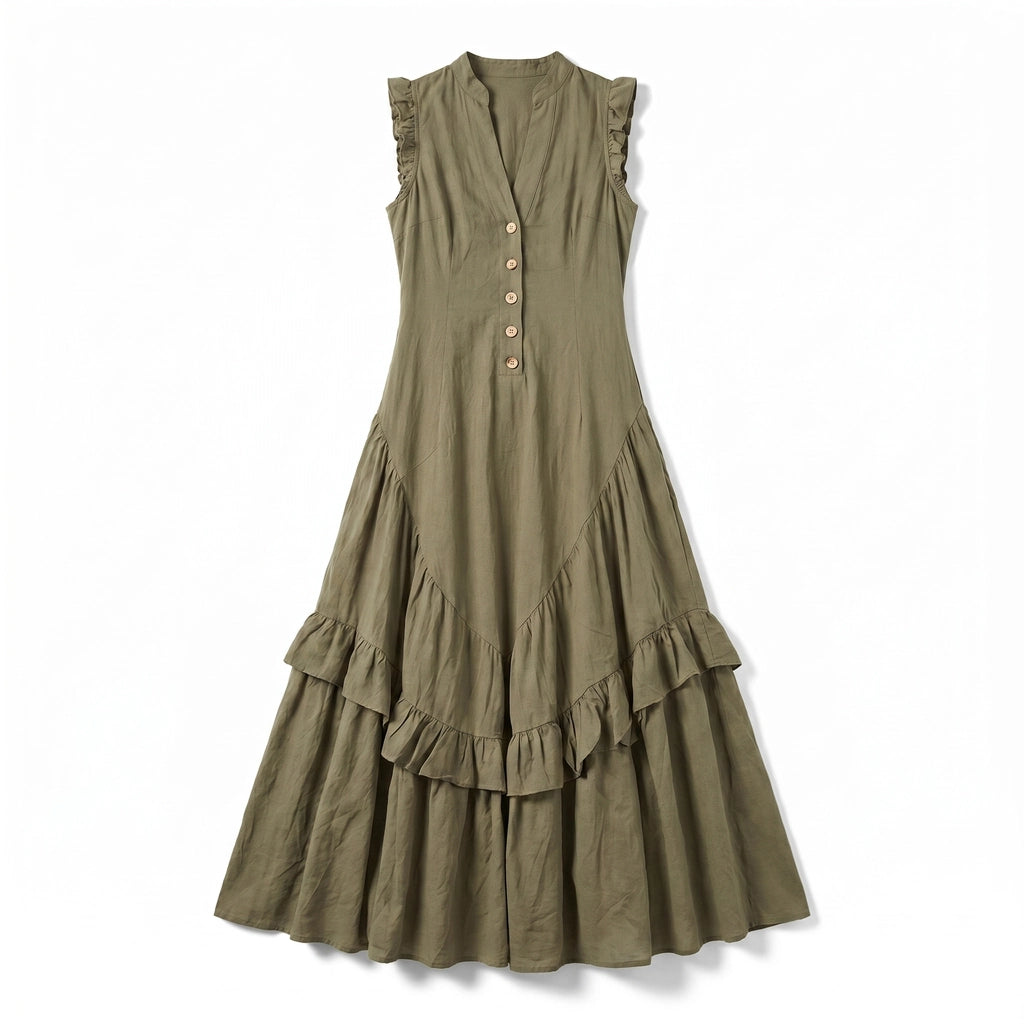Camille Vance Sleeveless Dress - Color:Matcha;Size:XS