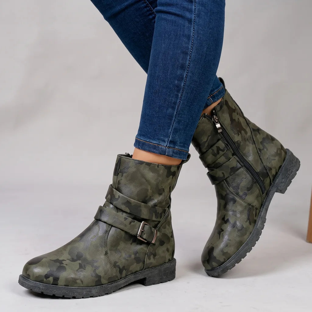 Caroline | Women's Orthopedic Buckle Boots - Color:Green;Size:36