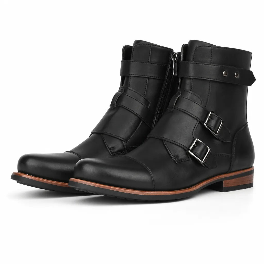 Carver Buckle Cowboy Boots - Color:Black;Size:40