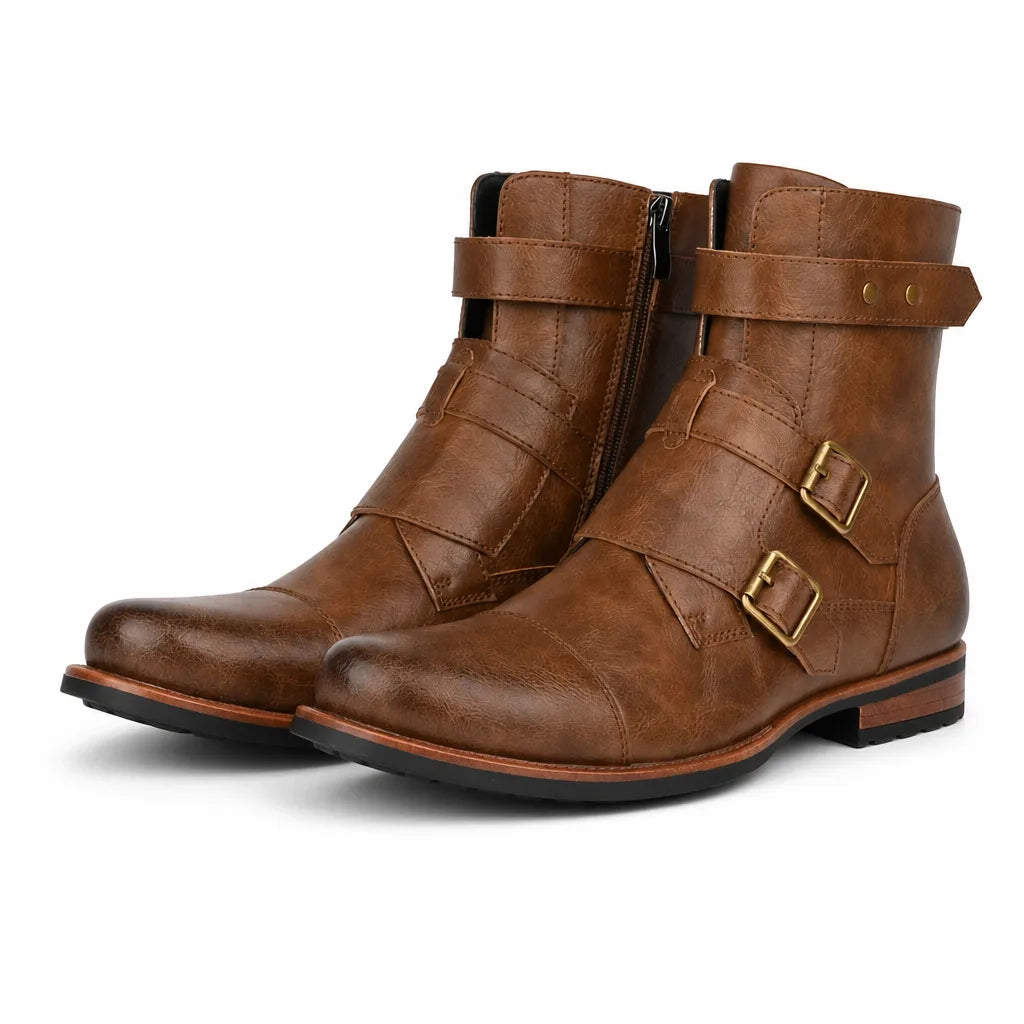 Carver Buckle Cowboy Boots - Color:Brown;Size:40