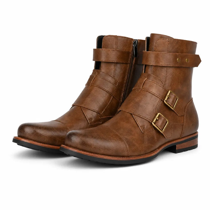 Carver Buckle Cowboy Boots - Color:Brown;Size:40