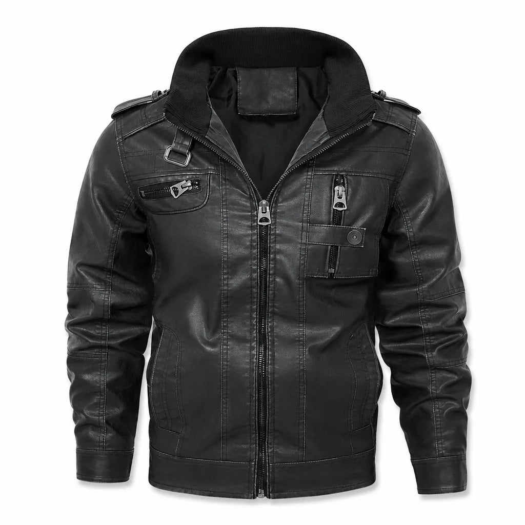 Men's Black Sherwood Distressed Biker Jacket