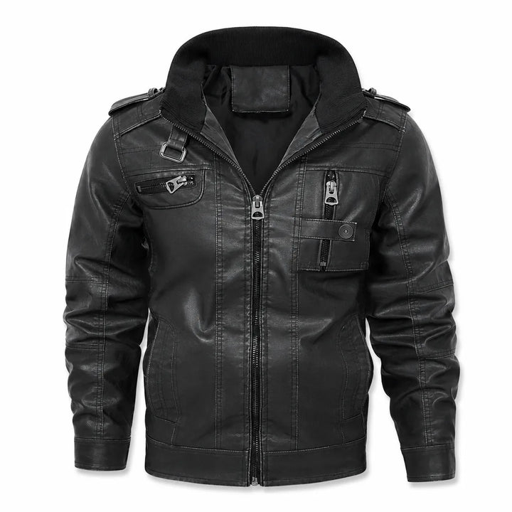 Men's Black Sherwood Distressed Biker Jacket