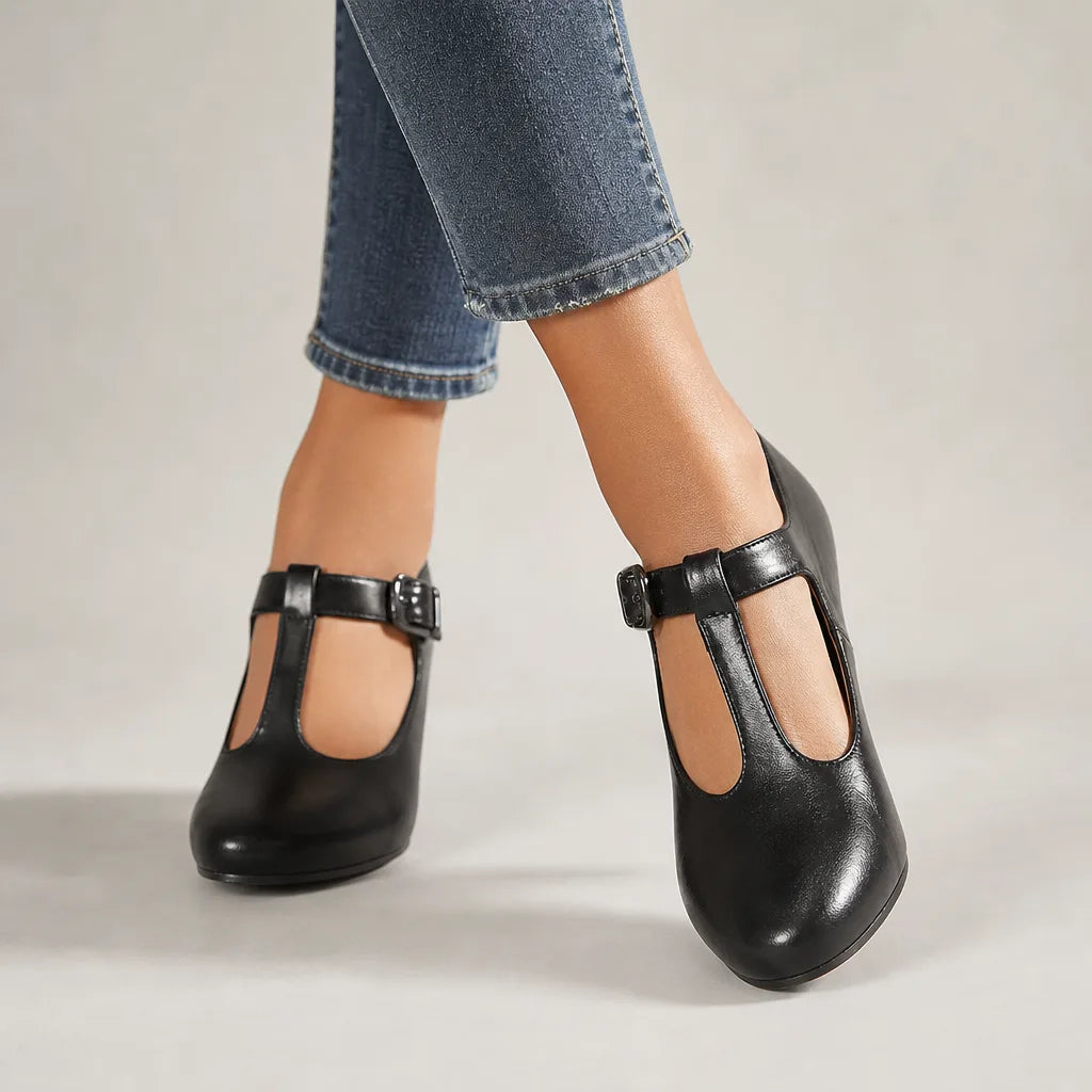 Cassidy | Women's Classic Mary Jane Heels - Color:Black;Size:35