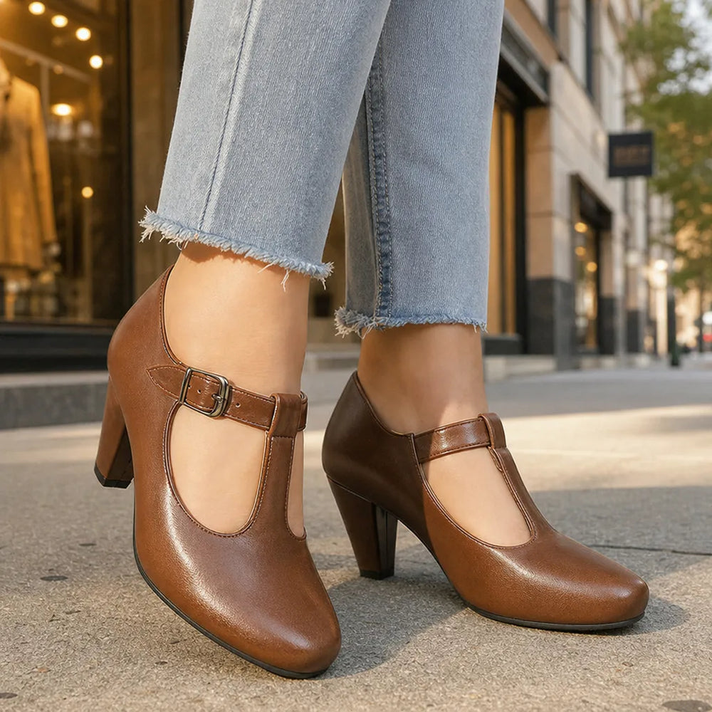 Women's Brown Winifred | Women's Orthopedic Classic Mary Jane Heels