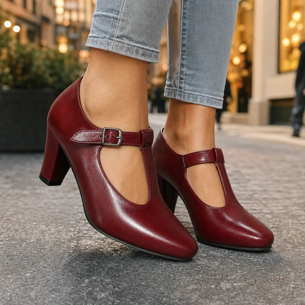Women's Red Winifred | Women's Orthopedic Classic Mary Jane Heels