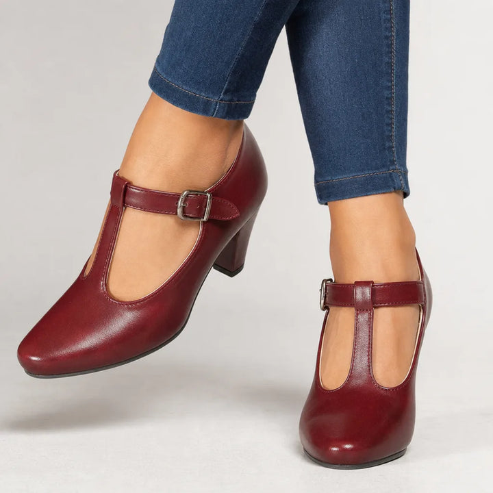 Cassidy | Women's Classic Mary Jane Heels - Color:Red;Size:35