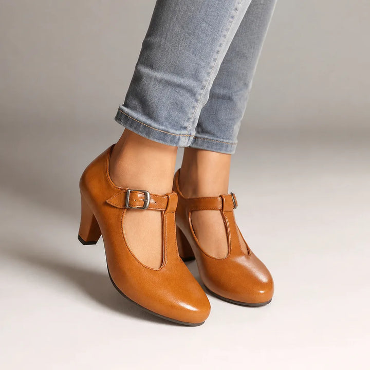 Cassidy | Women's Classic Mary Jane Heels - Color:Yellow;Size:35