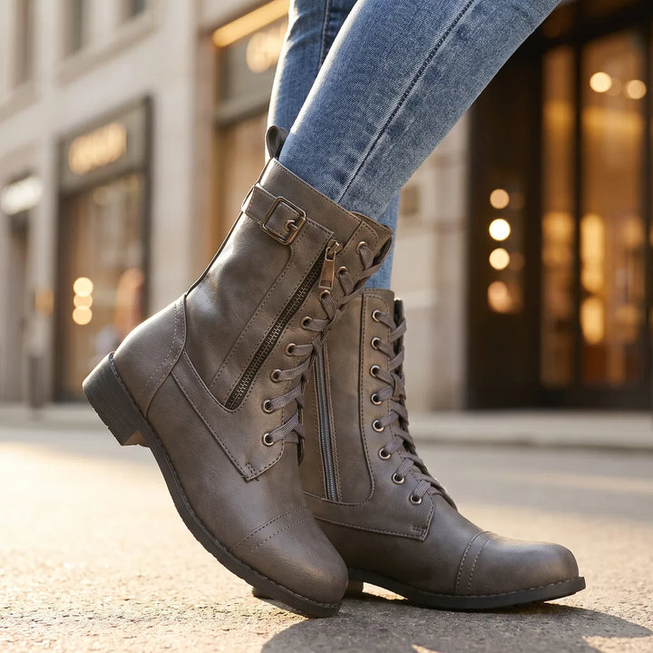 Cassidy | Womens Fall Ankle Boots - Color:Gray;Size:36