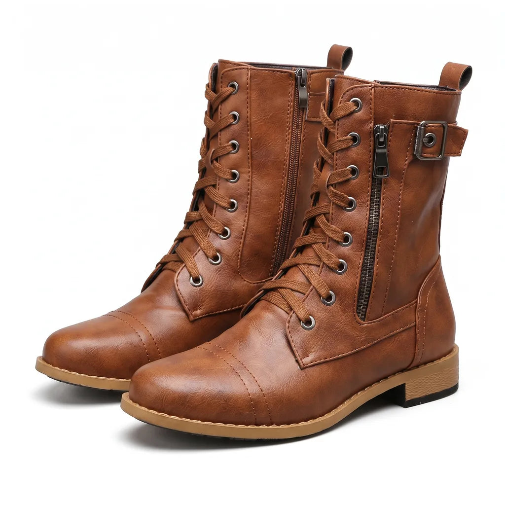 Women's Brown Shiloh Lace Up Mid Boots