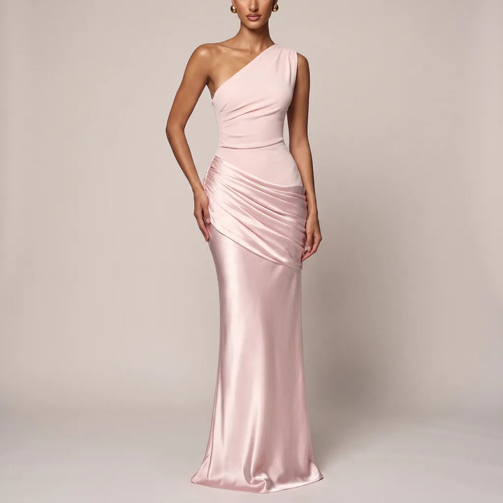Cassie Draped Silk Dress - Color:Pink;Size:S