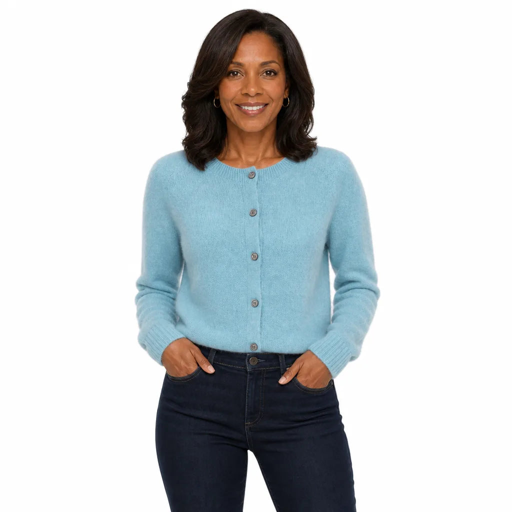 Women's Blue Hugh Wool Knit Cardigan