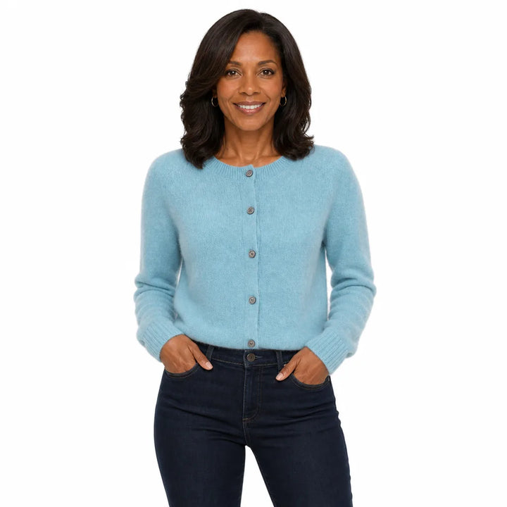 Women's Blue Hugh Wool Knit Cardigan