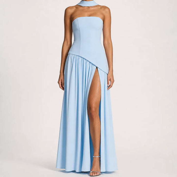 Celeste | Women's Fall Wedding Guest Dress - Color:Blue;Size:XS