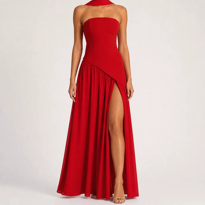 Celeste | Women's Fall Wedding Guest Dress - Color:Red;Size:XS
