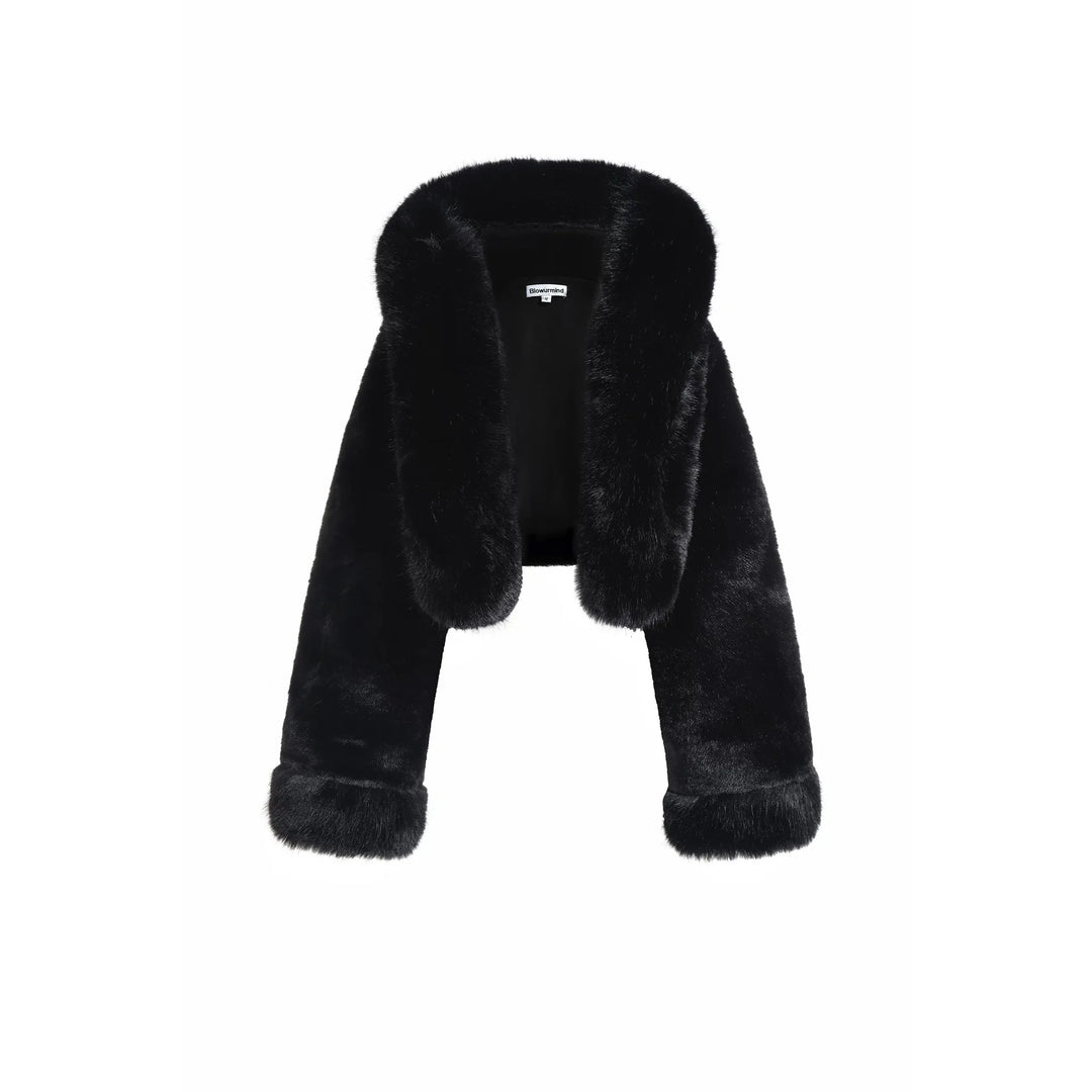 Celeste | Women's Hooded Faux Fur Winter Jacket - Black