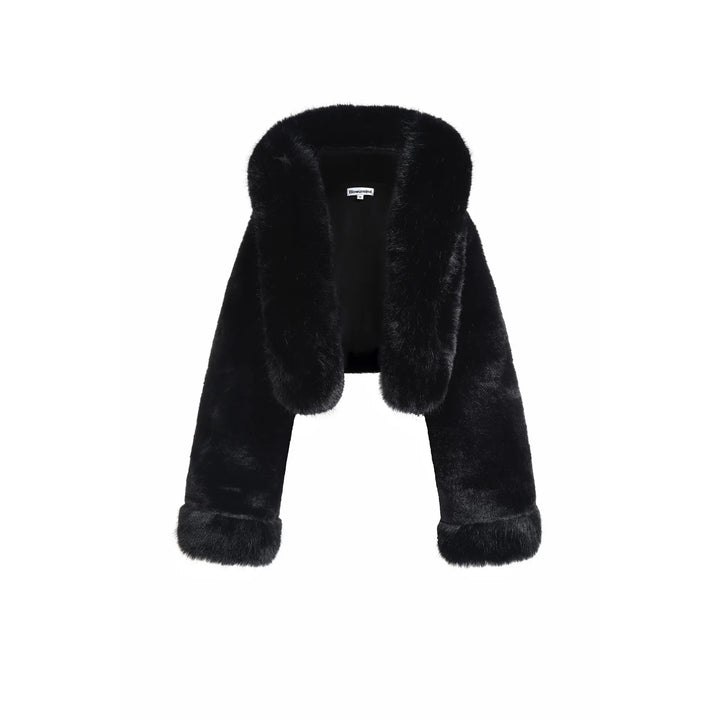 Celeste | Women's Hooded Faux Fur Winter Jacket - Black