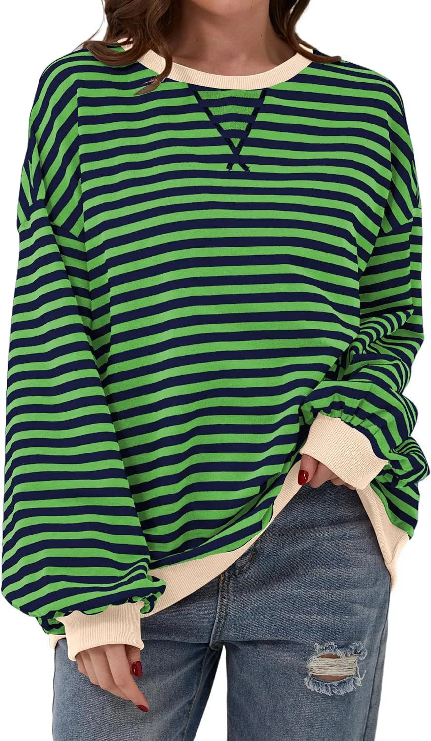 Celia | Women's Oversized Sweatshirt  - Size:XS;Color:Green