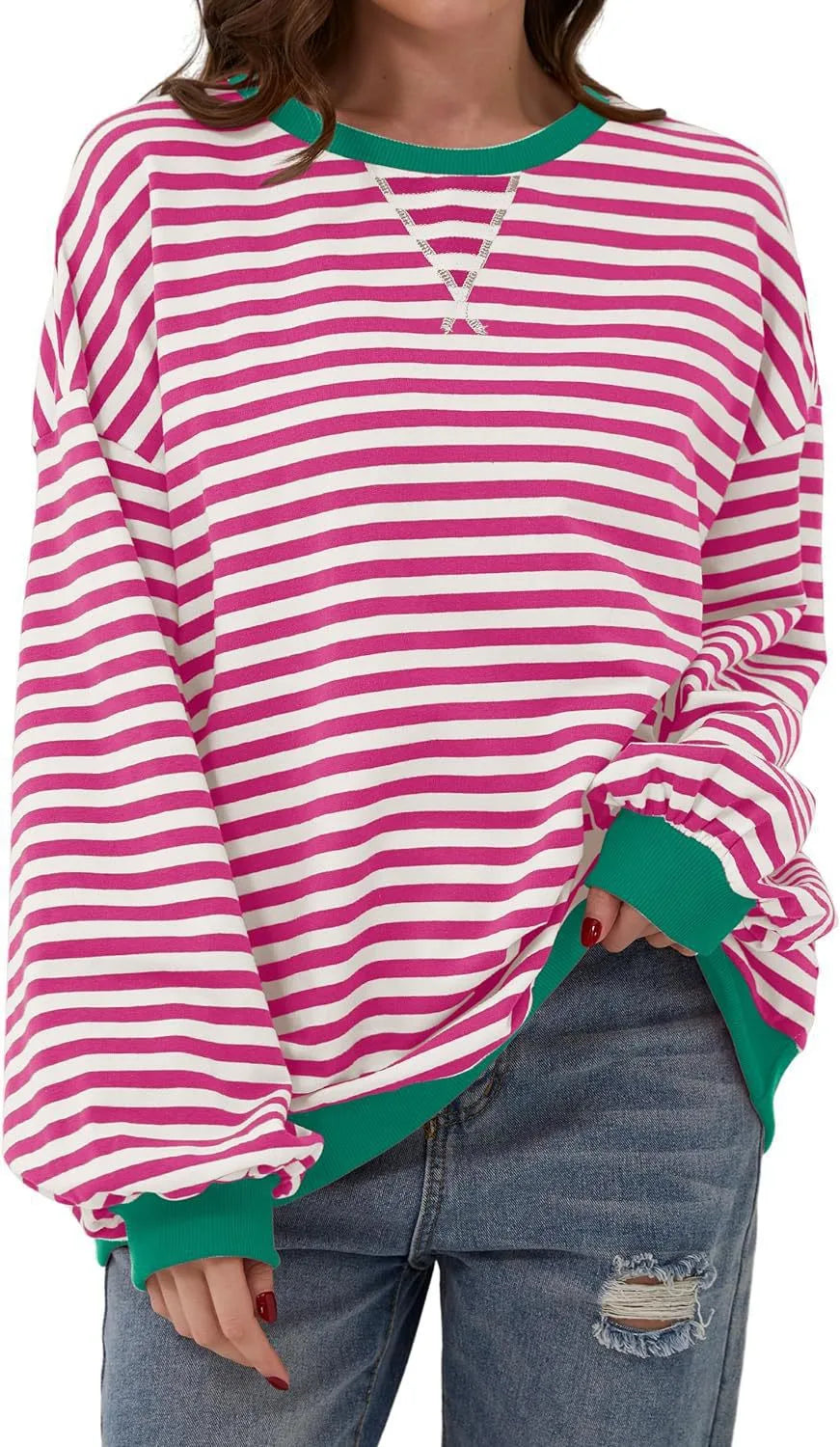 Celia | Women's Oversized Sweatshirt  - Size:XS;Color:Rose Red