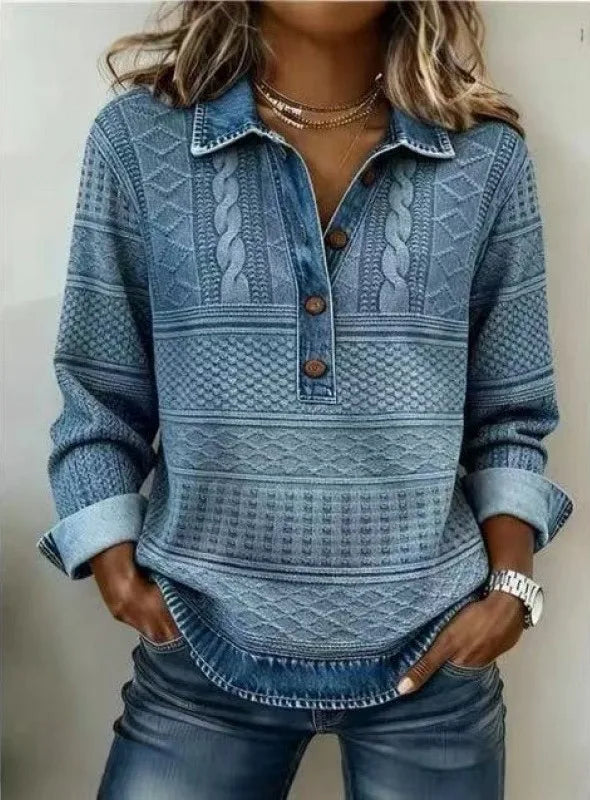 Cheryl | Women's Cable-Knit Cardigan dubbel check gewicht - Size:XS;Color:Blue