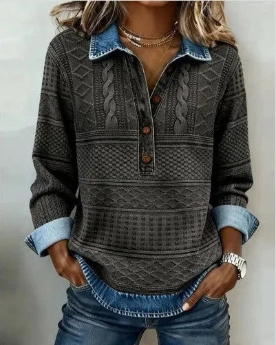 Cheryl | Women's Cable-Knit Cardigan dubbel check gewicht - Size:XS;Color:Gray