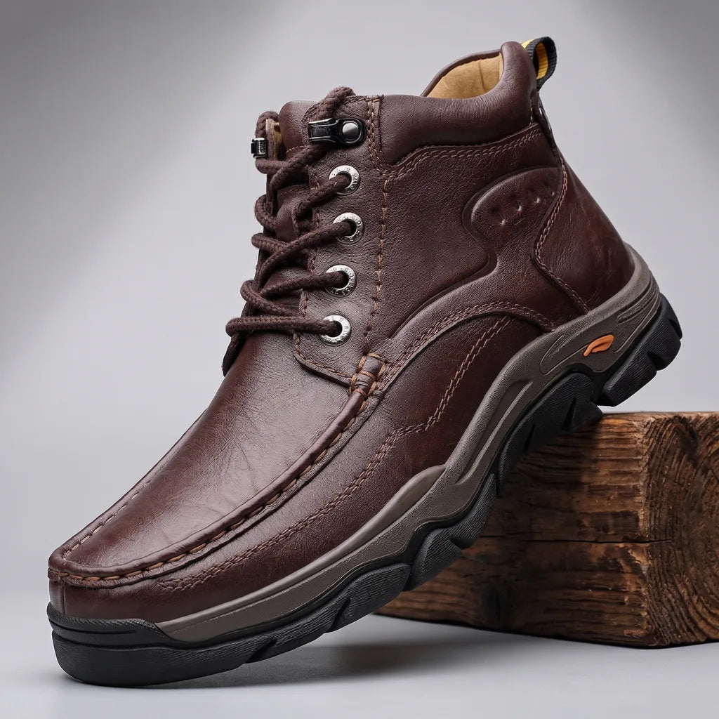 Chesterfield Leather Lace Boots - Color:Brown;Size:38