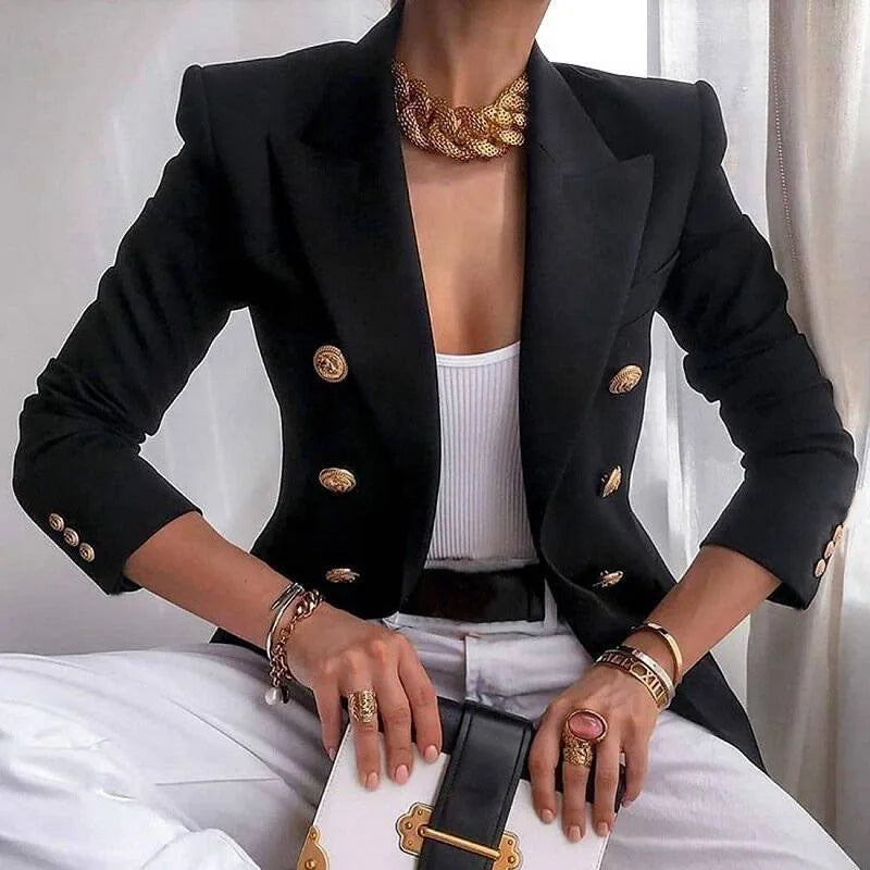 Christina | Women's Single Breasted Luxury Blazer  - Size:XS;Color:Black