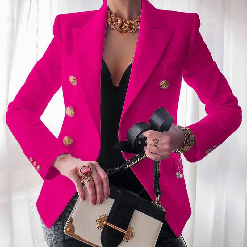Christina | Women's Single Breasted Luxury Blazer  - Size:XS;Color:Pink
