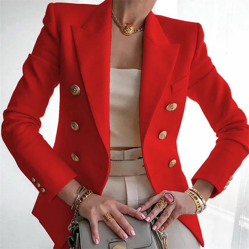 Christina | Women's Single Breasted Luxury Blazer  - Size:XS;Color:Red